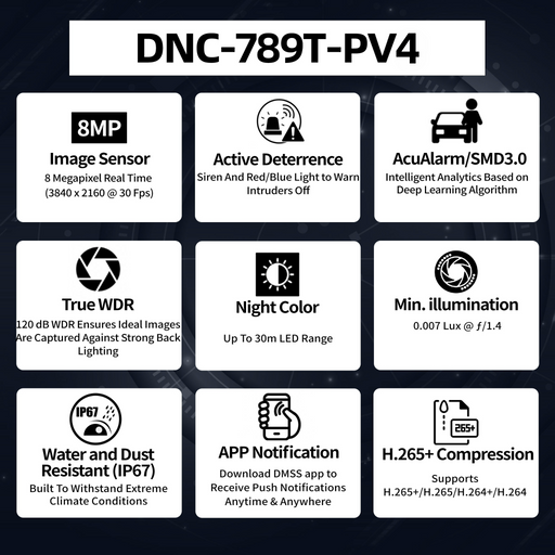 8MP Full-color Fixed Turret Lite Network Camera DNC-789T-PV4