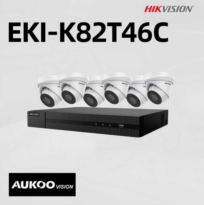 8CH Colorvu Kit Six 4MP Outdoor Turret Cameras and 8CH 4K NVR EKI-K82T46C