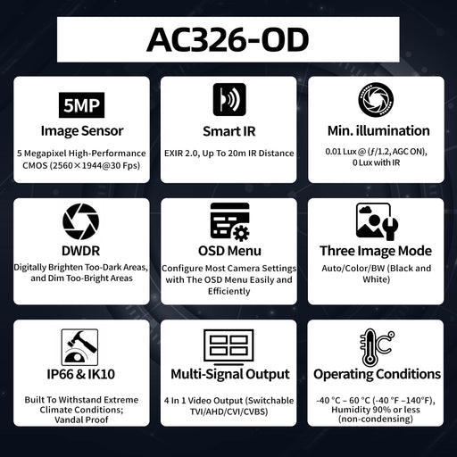 5MP Dome TVI Camera AC326-OD - Aukoo Vision