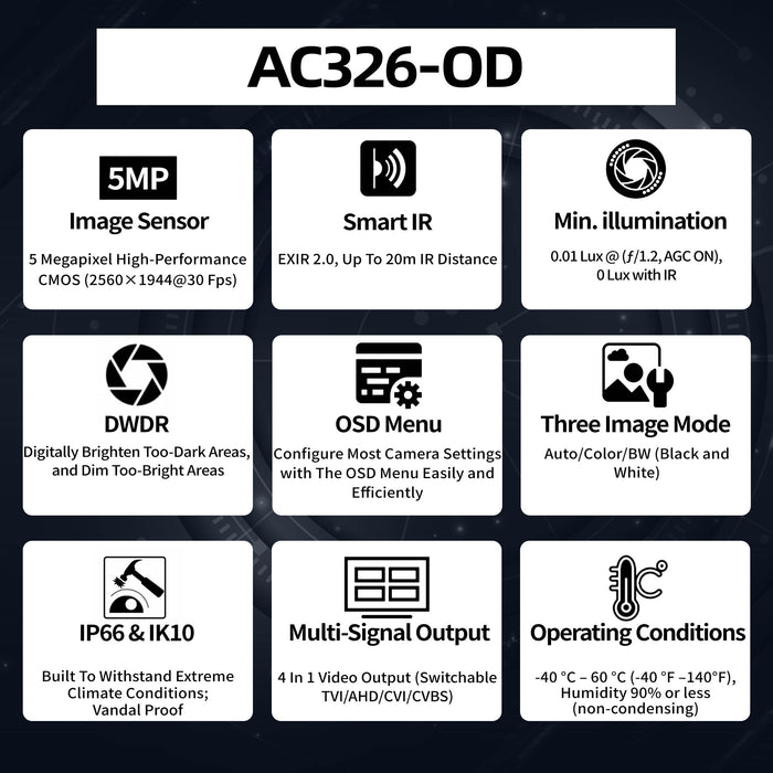5MP Dome TVI Camera AC326-OD - Aukoo Vision
