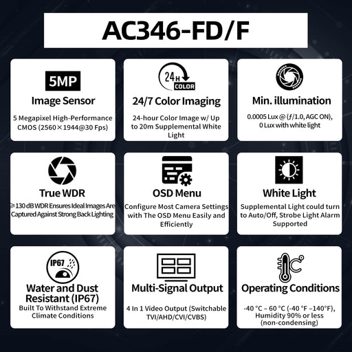 5MP Full Time Color Camera AC346-FD/F - Aukoo Vision