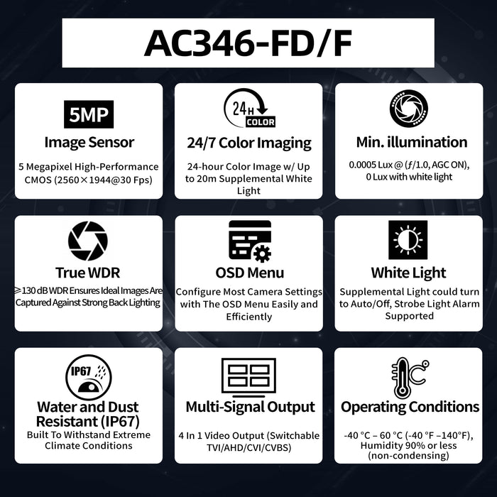 5MP Full Time Color Camera AC346-FD/F - Aukoo Vision
