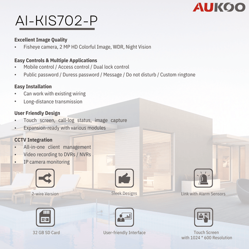 Video Intercom 2 Wire Villa Kit DS-KIS702-P - Aukoo Vision