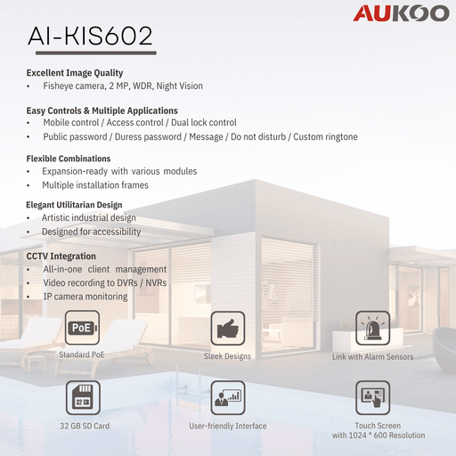 Video Intercom IP Villa Door Station Bundle AK-KIS602 - Aukoo Vision