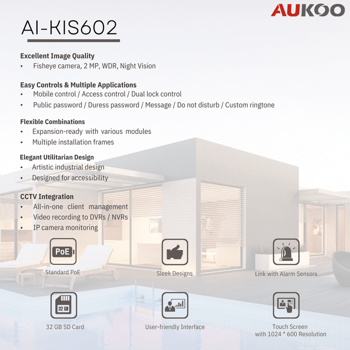 Video Intercom IP Villa Door Station Bundle AK-KIS602 - Aukoo Vision