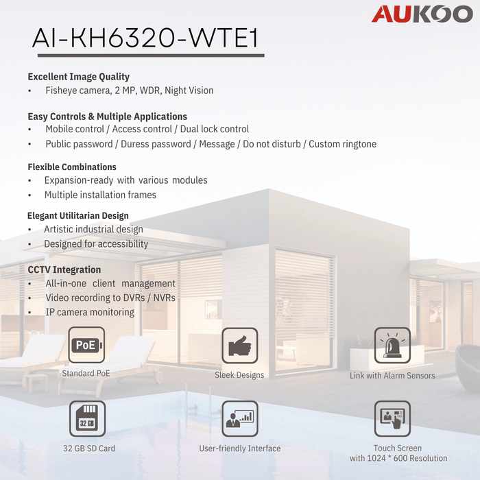 Video Intercom 7-Inch Touch Screen IP Indoor Station AI-KH6320-WTE1 - Aukoo Vision