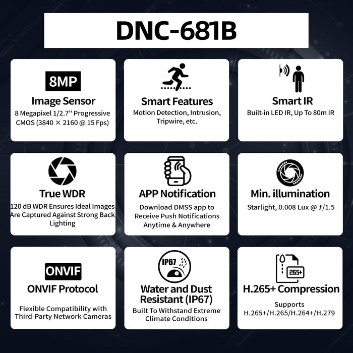 8MP Lite IR Fixed Bullet Network Camera DNC-681B