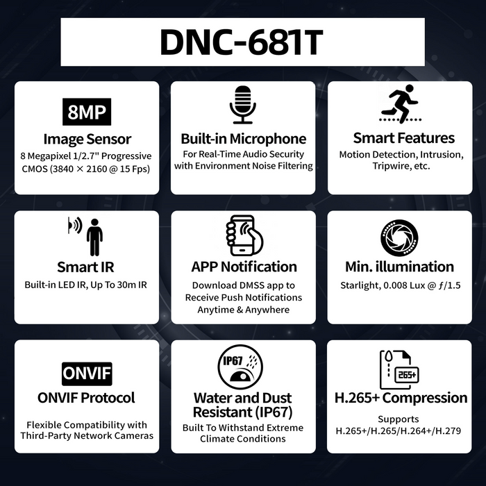 8MP Lite IR Fixed Turret Network Camera DNC-681T