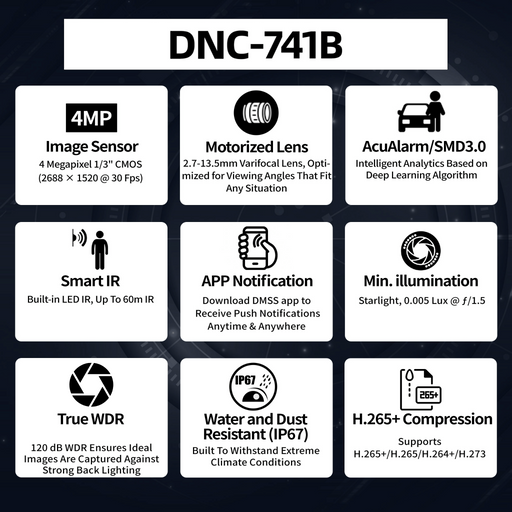 4MP Lite AI IR Vari-focal Bullet Network Camera DNC-741B