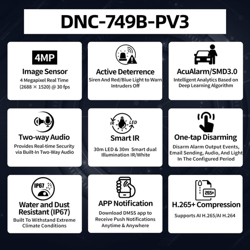 4 MP Smart Dual Illumination Fixed Bullet Network Camera DNC-749B-PV3