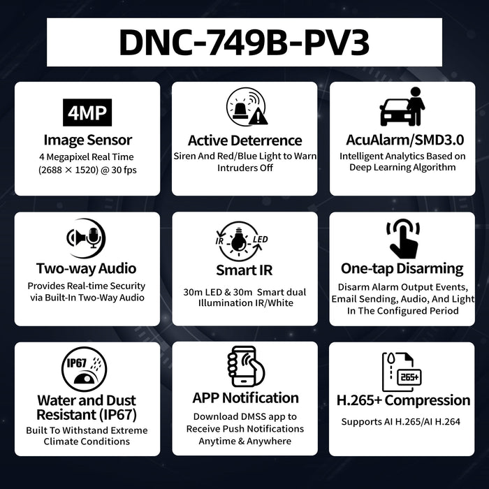 4 MP Smart Dual Illumination Fixed Bullet Network Camera DNC-749B-PV3
