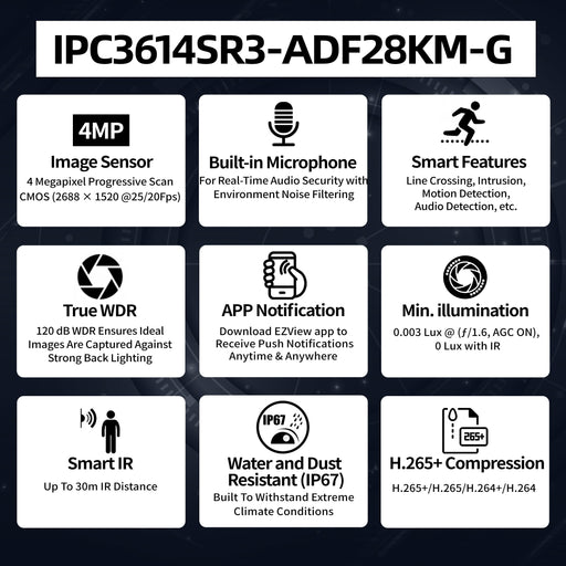 4MP Fixed Turret IPC3614SR3-ADF28KM-G - Aukoo Vision