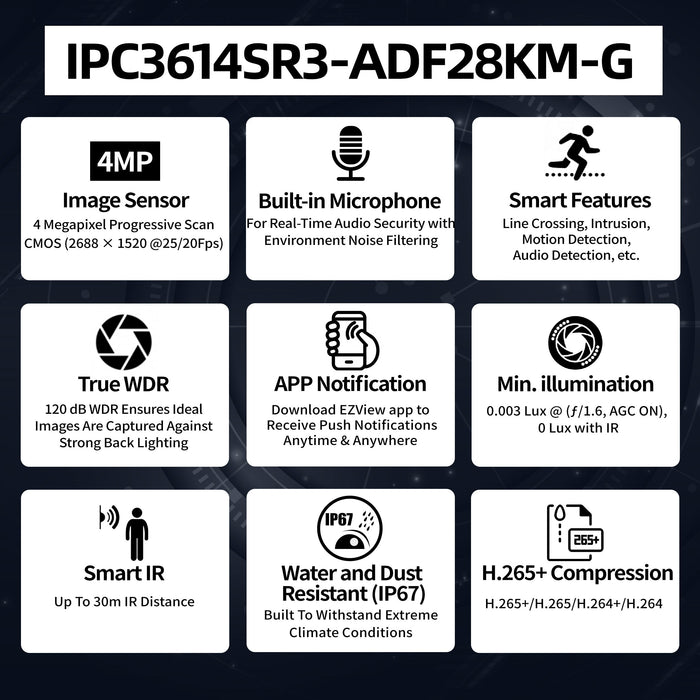 4MP Fixed Turret IPC3614SR3-ADF28KM-G - Aukoo Vision