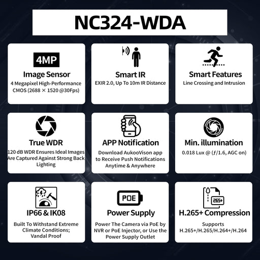 4MP Mini Dome Network Camera NC324-WDA - Aukoo Vision