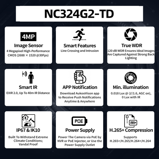 4MP Dome Network Camera NC324G2-TD - Aukoo Vision