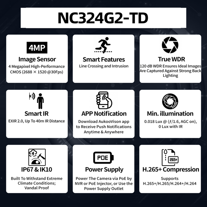 4MP Dome Network Camera NC324G2-TD - Aukoo Vision