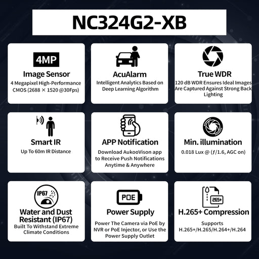 4MP Bullet Network Camera NC324-XB - Aukoo Vision