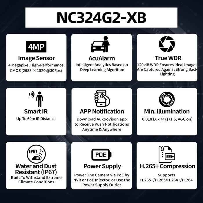 4MP Bullet Network Camera NC324-XB - Aukoo Vision