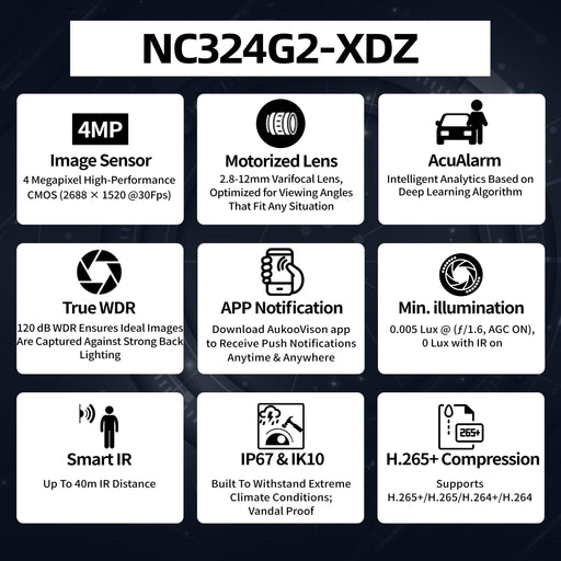 4MP Varifocal Turret Network Camera NC324G2-XDZ - Aukoo Vision