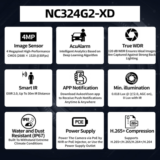 4 MP Turret Network Camera NC324G2-XD - Aukoo Vision