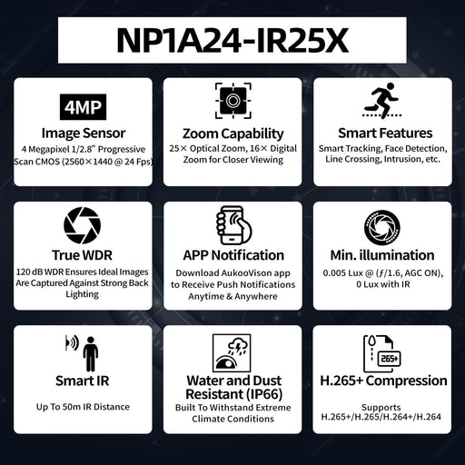4MP 25X Network PTZ Camera NP1A24-IR/25X - Aukoo Vision