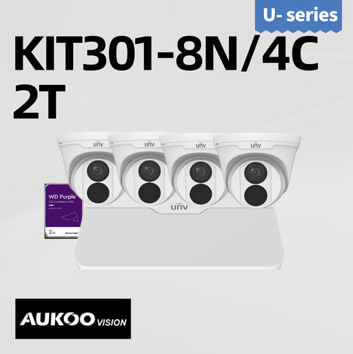 8 Channel 4MP 4K PoE IP Security Camera System - KIT301-8N/4C-2T