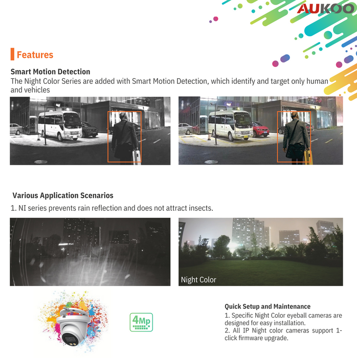 4MP Night-color Warm LED Fixed Turret AI Network Camera DNC-749T-PV4