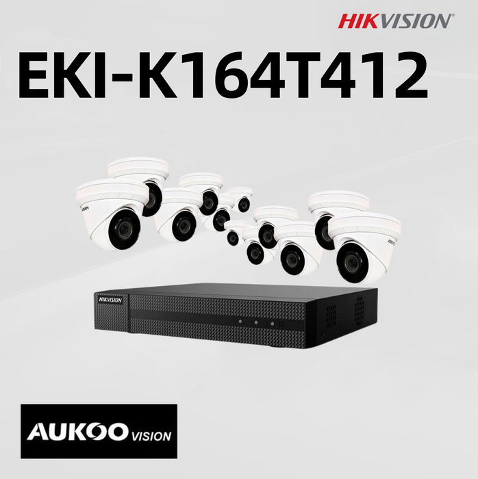 16CH 4K Value Express NVR Kit, 12*4MP IR Outdoor Network Dome Camera EKI-K164T412