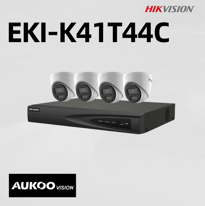 4CH ColorVu Kit Four 4MP Outdoor Turret Cameras 8CH 4K NVR EKI-K41T44C