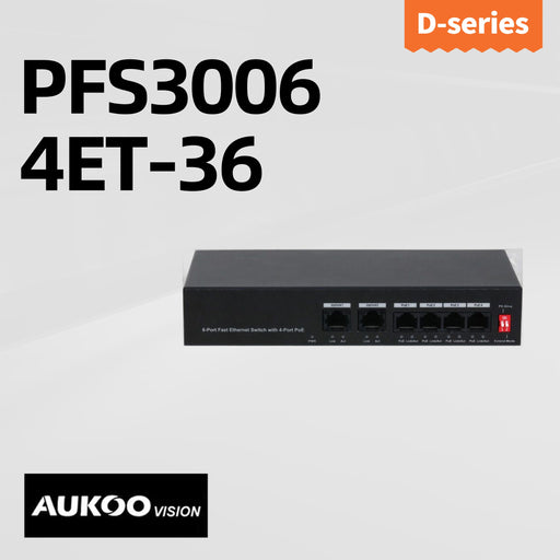 6-Port Ethernet Switch with 4-Port PoE PFS3006-4ET-36 - Aukoo Vision